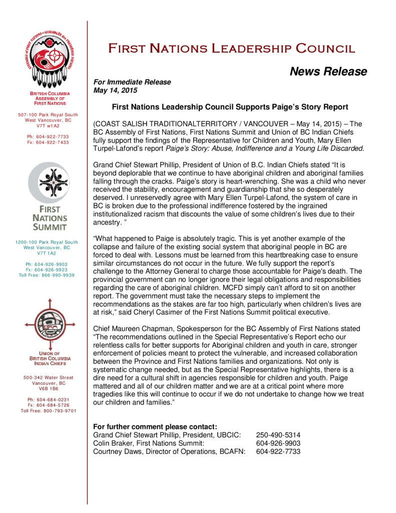 thumbnail of FNLC_Statement_re_Paige_RCYBC_2015-05-14