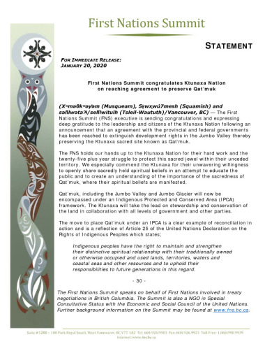 thumbnail of FNS statement re Preservation of Qatmuk Jan 2020