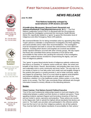 thumbnail of 2020June19_FNLC release re investigation into racist healthcare activities – FINAL(Clean)