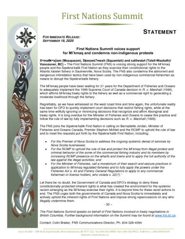 thumbnail of FNS statement re mikmaq fishery Sept 19 20