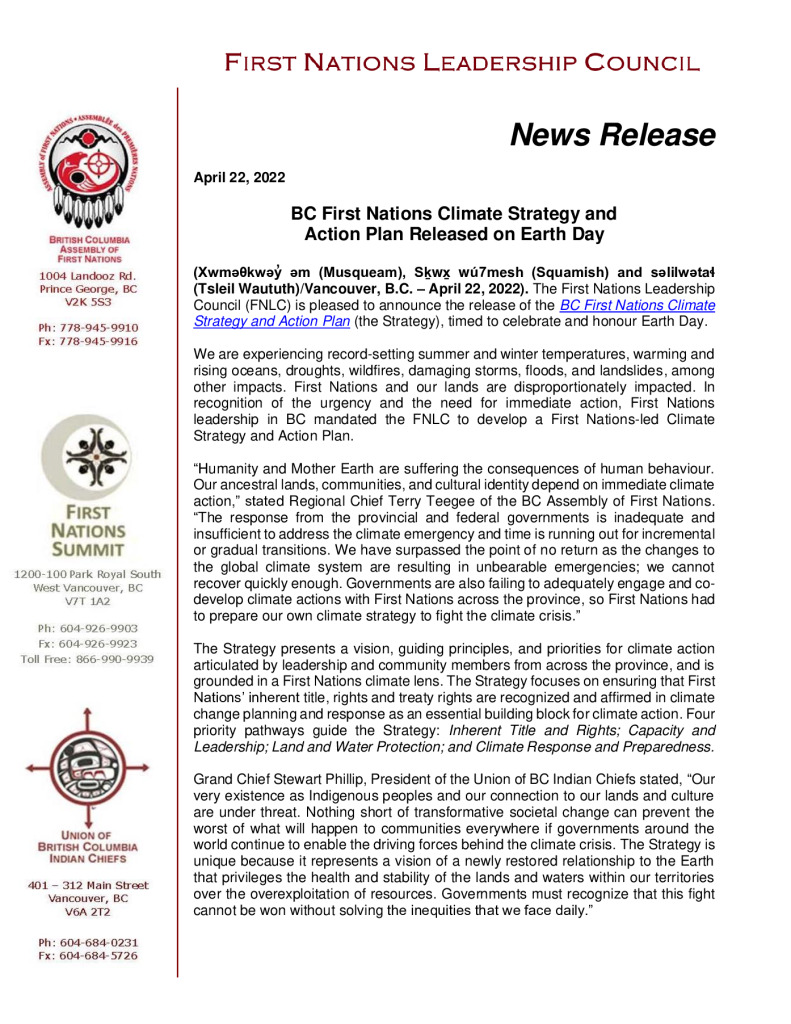 thumbnail of 22April2022 FNLC Press Release – Climate Strategy [Final][1][2][2]