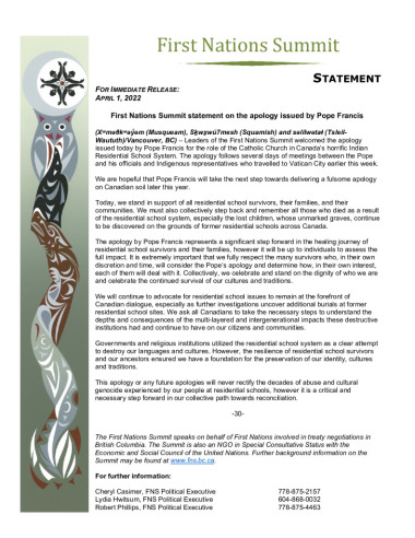thumbnail of 4-1-22 FNS Statement re Pope apology