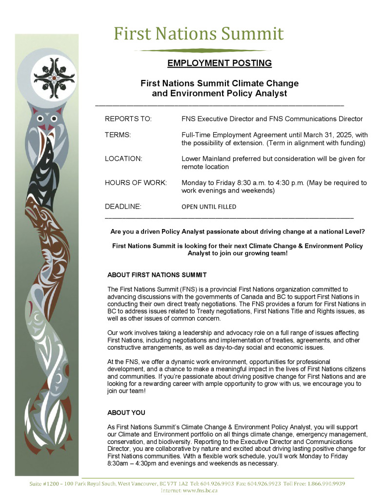 thumbnail of FNS_Climate Change_Environment Policy Analyst_Job Ad V3_letterhead_May.05.2023